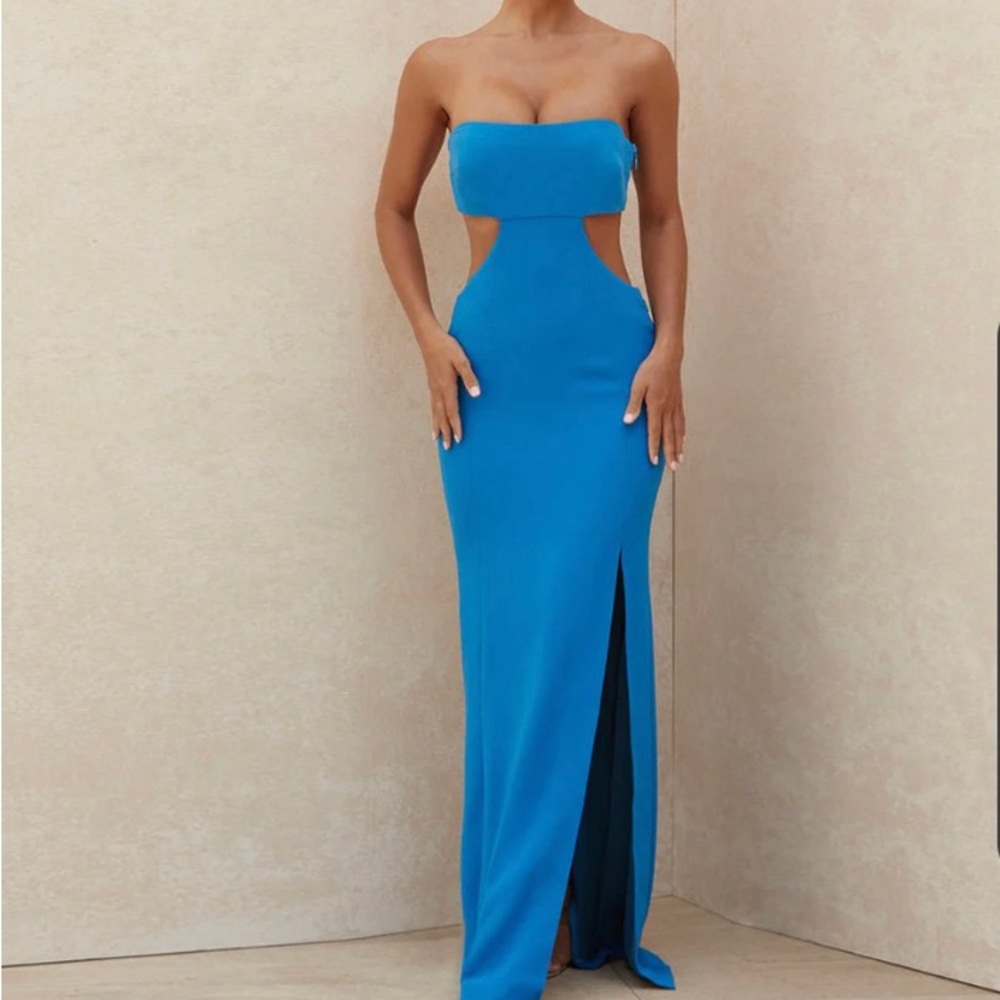 REVOLVE Strapless Blue Cutout Dress